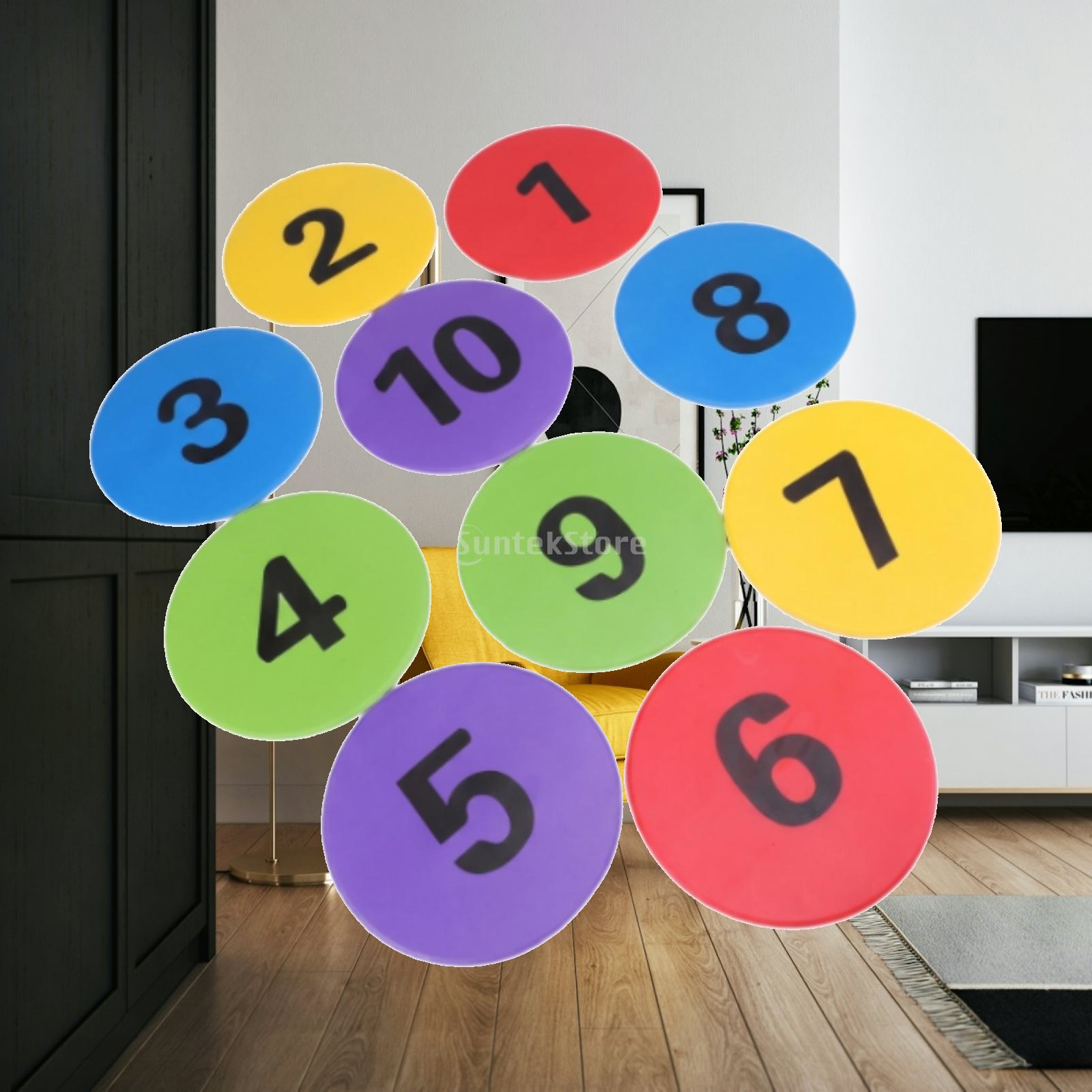 Speed Agility Dots - แผ่นรองพื้นฝึกความคล่องตัวแบบแบน กันลื่น พร้อมจุดโพลีสำหรับทำเครื่องหมายพื้น สำหรับการฝึกความเร็วในกีฬา ใช้ได้ทั้งภายนอกและภายในอาคาร