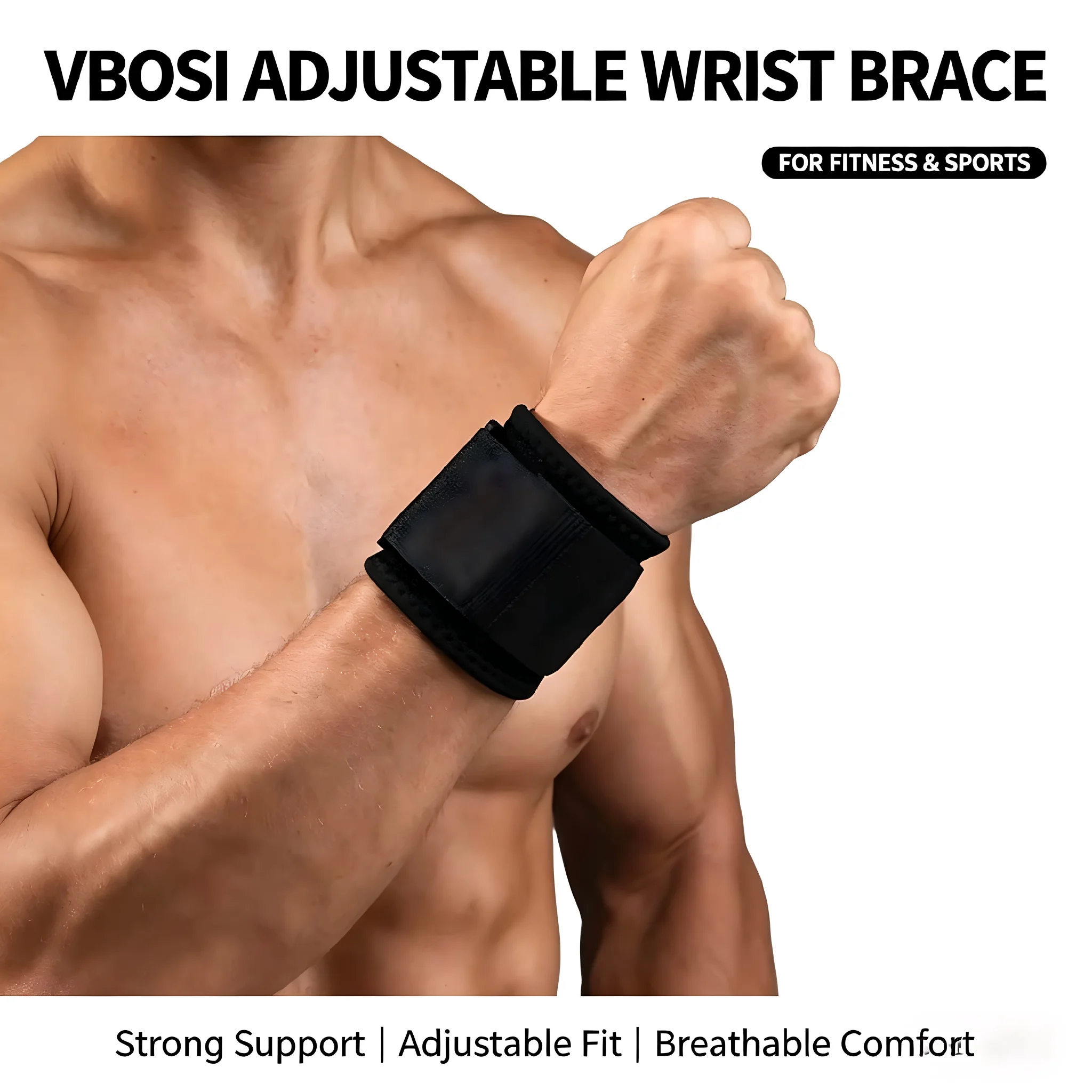 Wrist Wrap Support - สายรัดข้อมือระบายอากาศสำหรับยกน้ำหนักแบบมืออาชีพ สายรัดข้อมือปรับได้พร้อมห่วงนิ้วหัวแม่มือสำหรับออกกำลังกาย เพาะกาย และฟิตเนส