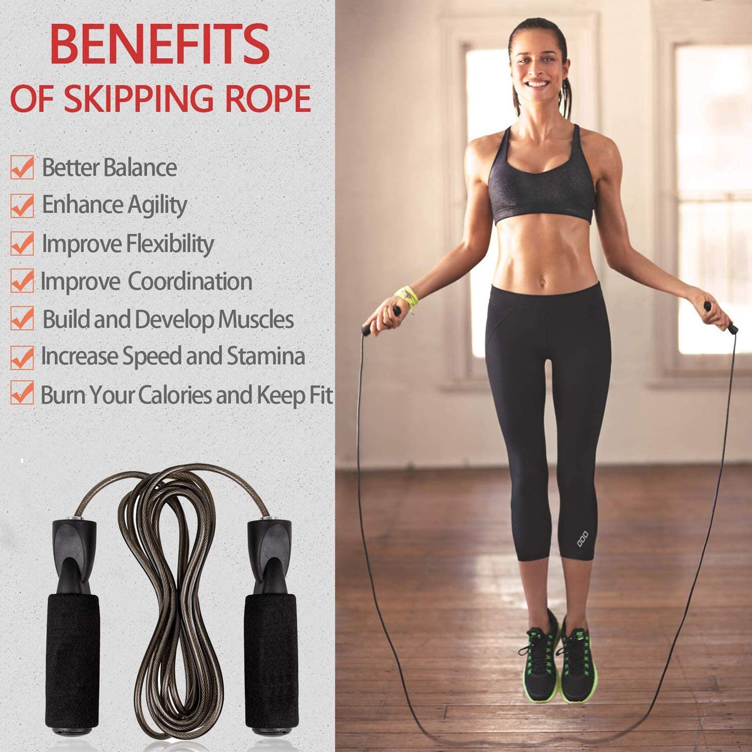 เชือกกระโดดครอสฟิตแบบปรับได้สำ - Crossfit No Equipment บทวิจารณ์และราคา
